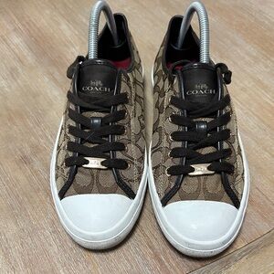 Coach Brown/Tan Signature Canvas Low Top Sneakers